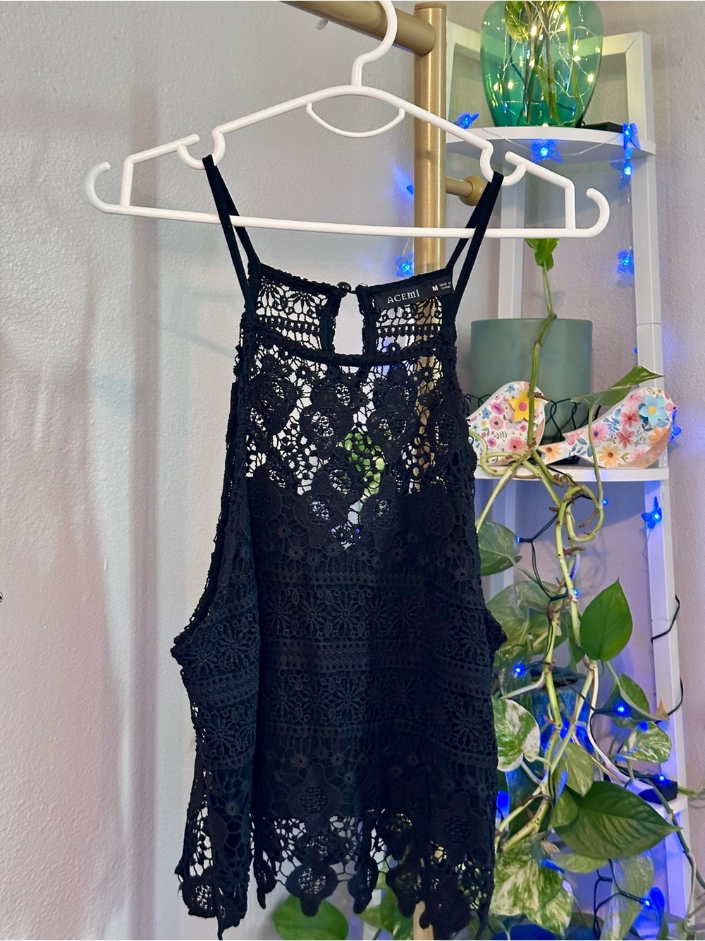 Acemi Black Crochet Lace Tank Top PRELOVED IN EXCELLENT CONDITION - Picture 3 of 5